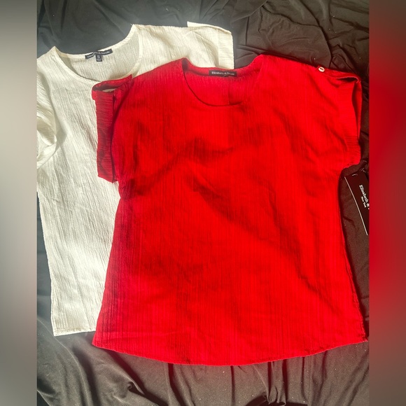 Elegant Two-for 1 Red and White Blouse size S NWT - Picture 2 of 6